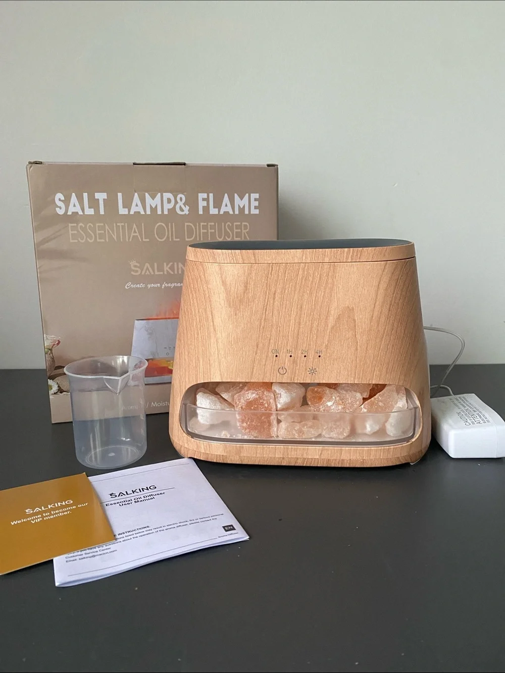 SALKING Salt Lamp & Flame Essential Oil Diffuser Wood Print